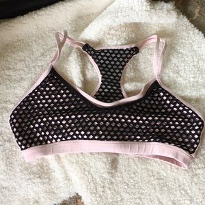 Glyder XL Sports Bra pale pink and black mesh